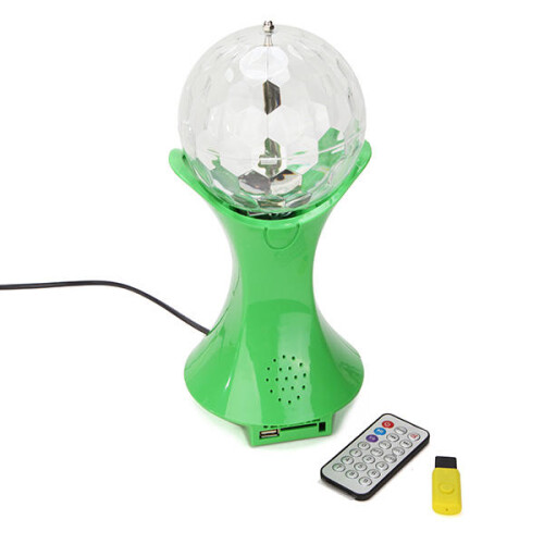 (Green) World Cup Rotating RGB LED Stage Light With Sound Mode MP3 Remote Controller U Disk