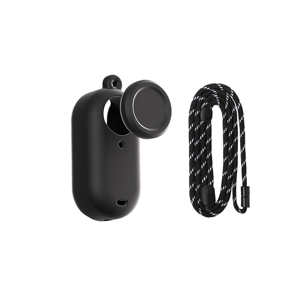 Silicone Case Thumb Camera Lens Cover For Insta360 Go 3S Protective Case Lanyard Accessories (Black) Black 688249425886