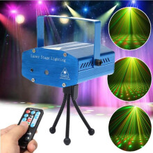 (EU Plug) Mini R&G Auto/Voice Control LED Stage Light Projector With Remote For Xmas Party KTV Disco