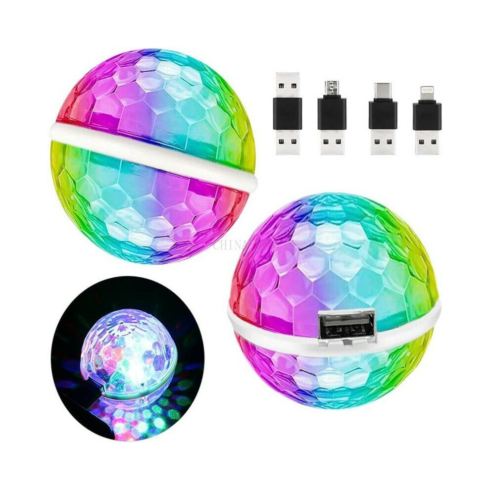 (Magic ball Type-c) Mini USB RGB LED Car DJ Stage Light Portable Family Party Ball Colorful Light Bar Club Stage Effect Lamp Mobile Phone Lighting