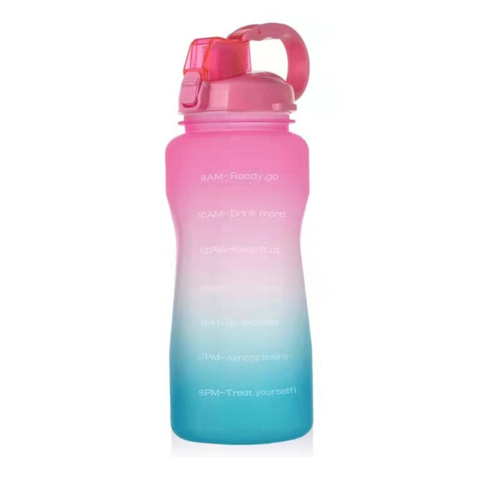 (Pink & Green) 2000ml Sport Kettle Food Grade Material Bouncing Cover Straw Water Bottle with Handle for Outdoor Camping Travel-image-OPC-PGNN6ZW-NEW