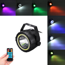 (US Plug) AC90-240V 15W RGB White COB LED Stage Light Remote Control Sound-activated Par Lamp for Christmas