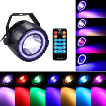 (Yellow, US Plug) AC90-240V 15W RGB LED Stage Light Remote Control Sound-activated Par Lamp for Christmas