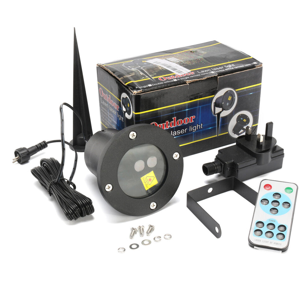 (UK Plug) Christmas Star Projector Stage Light Waterproof R&G LED Remote Control Outdoor Landscape Lamp Christmas Decorations Clearance Christmas Lights