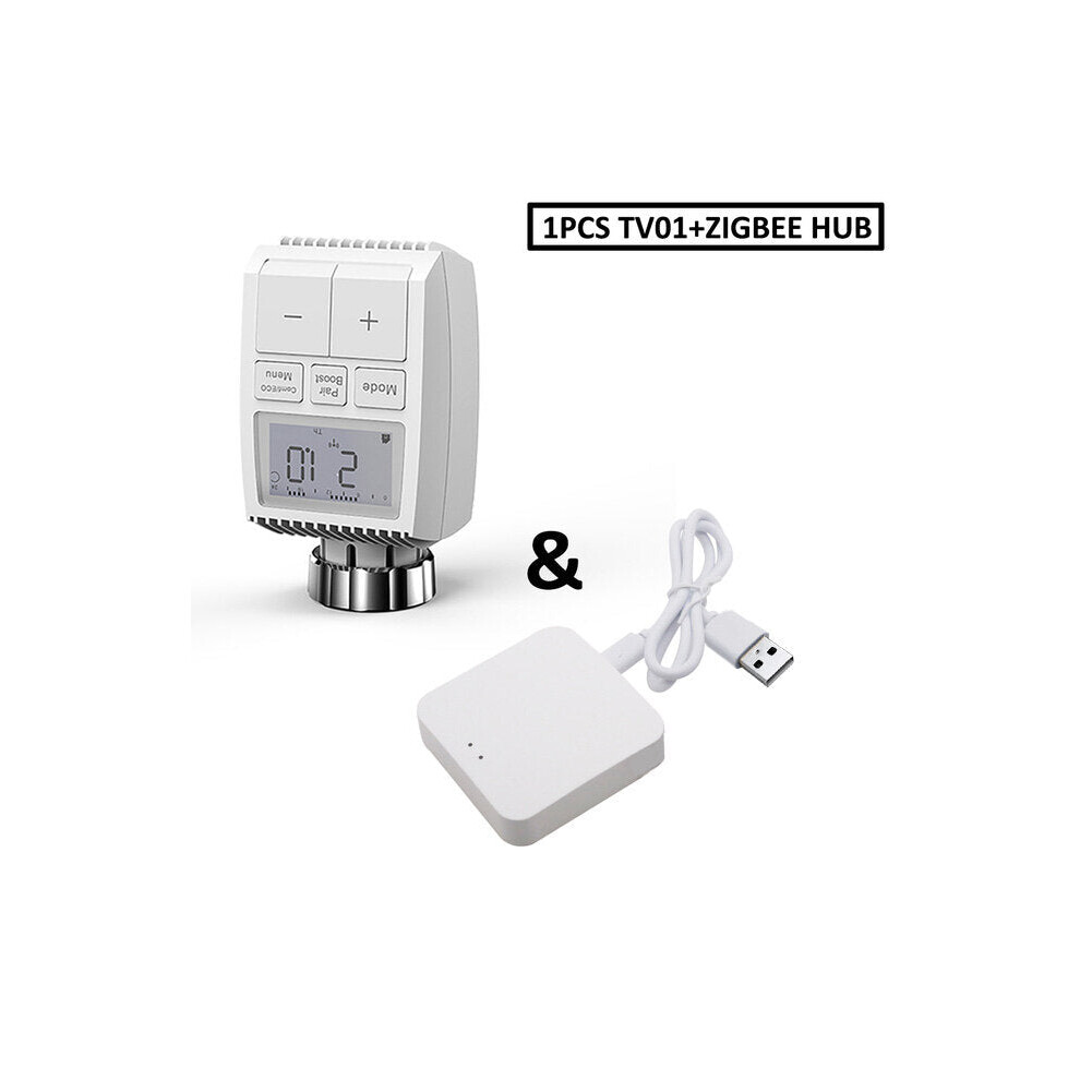 (Wireless Gateway+1pcs Valve Controller) Smart WIFI Thermostatic Radiator Valve Actuator TRV Programmable Temperature Controller Alexa Tuya Google Assistant