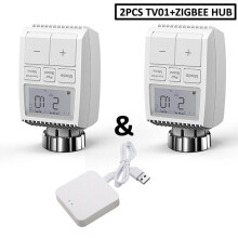 (Wireless Gateway+2pcs Valve Controller) Smart WIFI Thermostatic Radiator Valve Actuator TRV Programmable Temperature Controller Alexa Tuya Google Assistant
