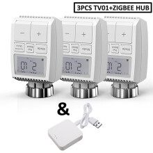 (Wireless Gateway+3pcs Valve Controller) Smart WIFI Thermostatic Radiator Valve Actuator TRV Programmable Temperature Controller Alexa Tuya Google Assistant