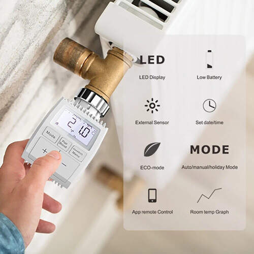 (Valve Controller) Smart WIFI Thermostatic Radiator Valve Actuator TRV Programmable Temperature Controller Alexa Tuya Google Assistant 2
