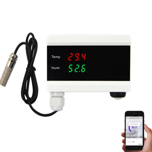 (US Plug) WIFI Smart Temperature Alarm Sensor Home Digital Display Android App Alert