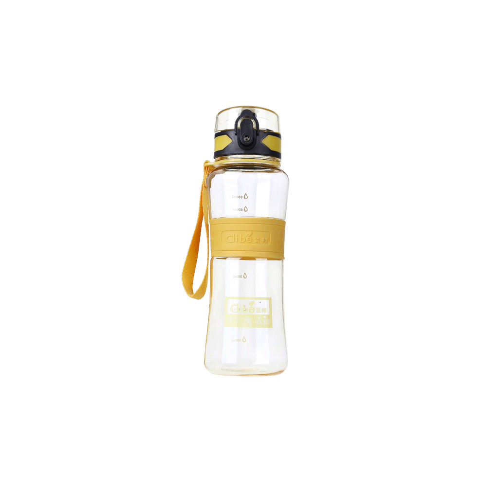 (Yellow, 600ml) High Capacity Leak-proof Sport Water Bottle Seal Nozzle Bicycle Travel Cup With Cover Filter