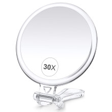 B Beauty Planet Espelho de Aumento, Espelho de Mão 30X com Cabo para Viagem, Espelho de Aumento Portátil