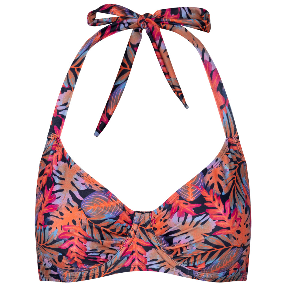 (10, Navy Print) Trespass Womens Halter Neck Bikini Top Norie