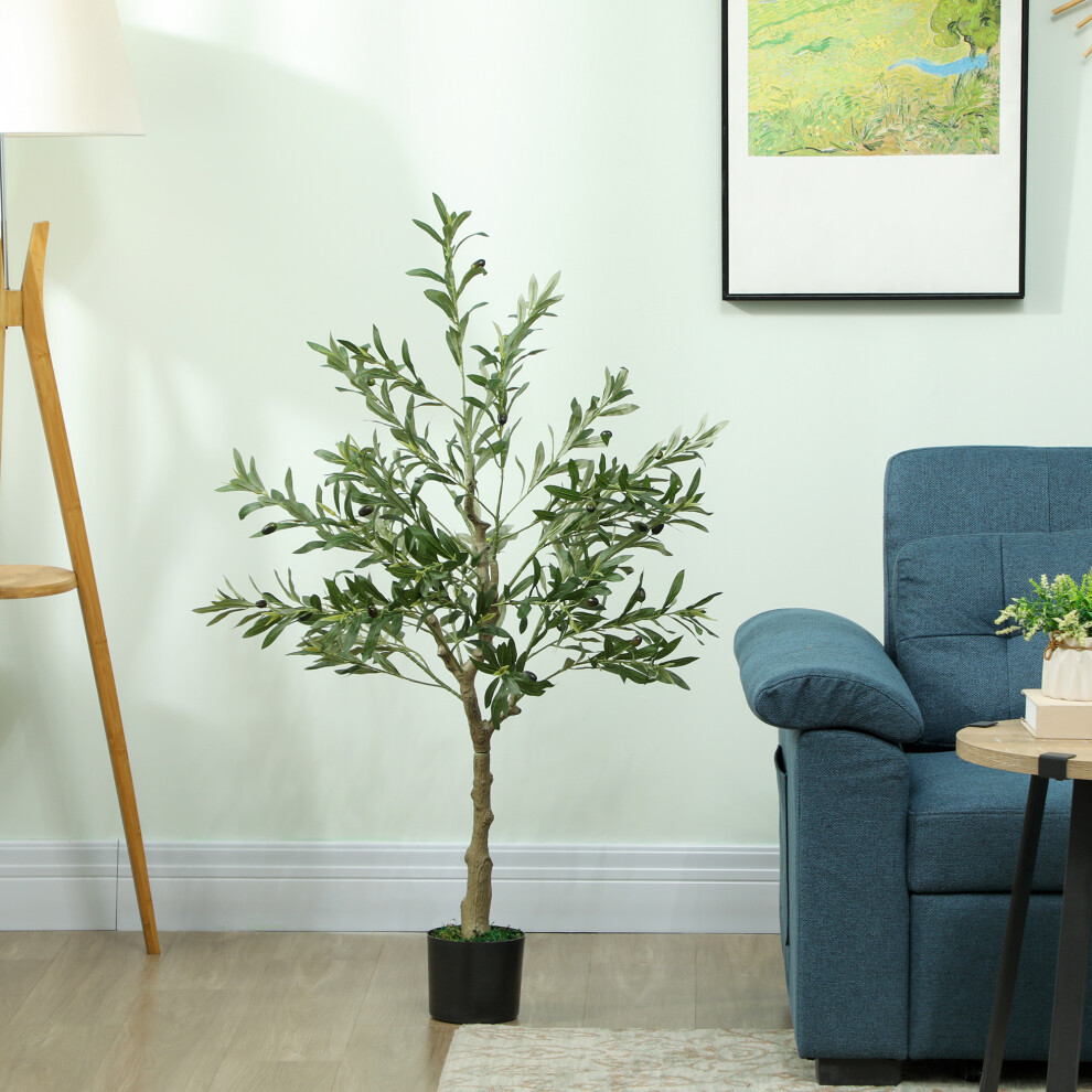 HOMCOM Indoor Artificial Plant, Faux Potted Silk Olive Tree, 120cm