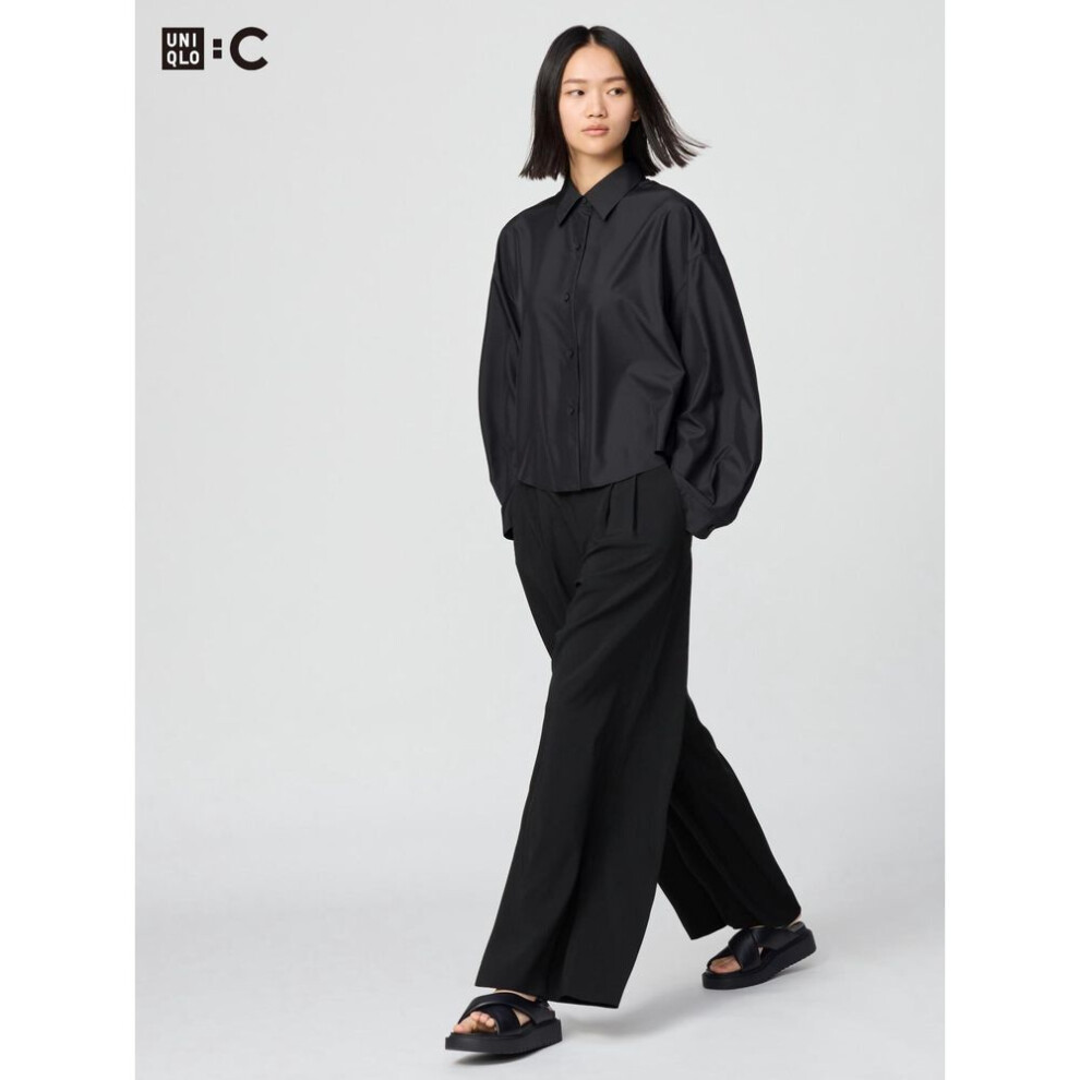 (09 BLACK/S) Uniqlo Japan Impressive Tuck Wide Pants