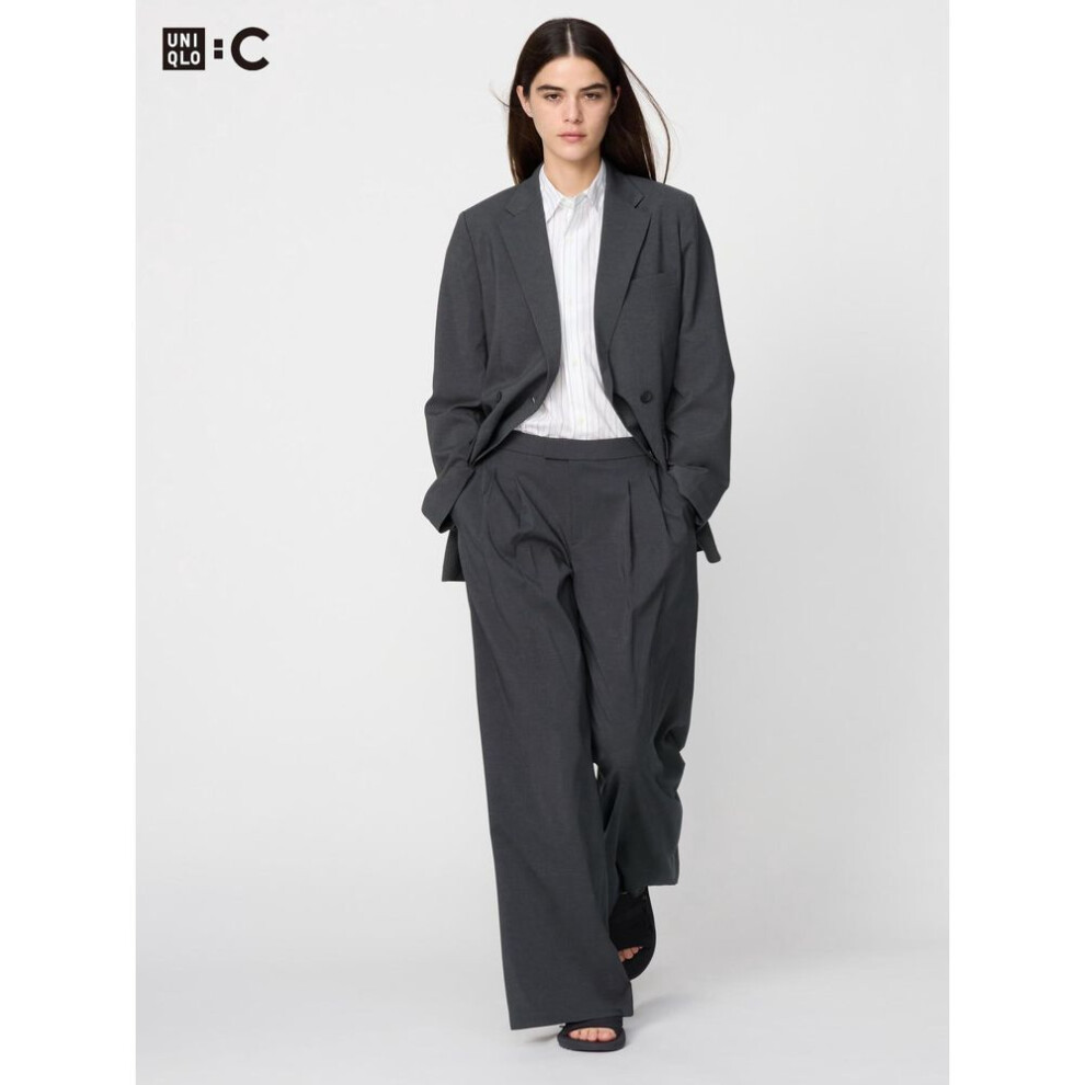 (08 DARK GRAY/S) Uniqlo Japan Impressive Tuck Wide Pants