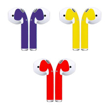 (As show, One size) 3 Pairs Chic Earphone Sticker Dustproof Wireless Headset Sticker Protective Stickers Compatible for Airpods Pro (Red + Gold + Purple)