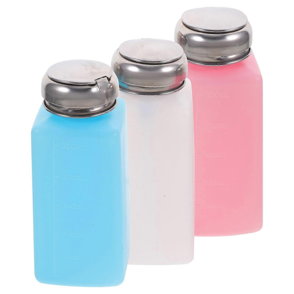 (As show, One size) 3Pcs Push Down Alcohol Bottles Empty Dispenser for Nail Polish Remover 250ml