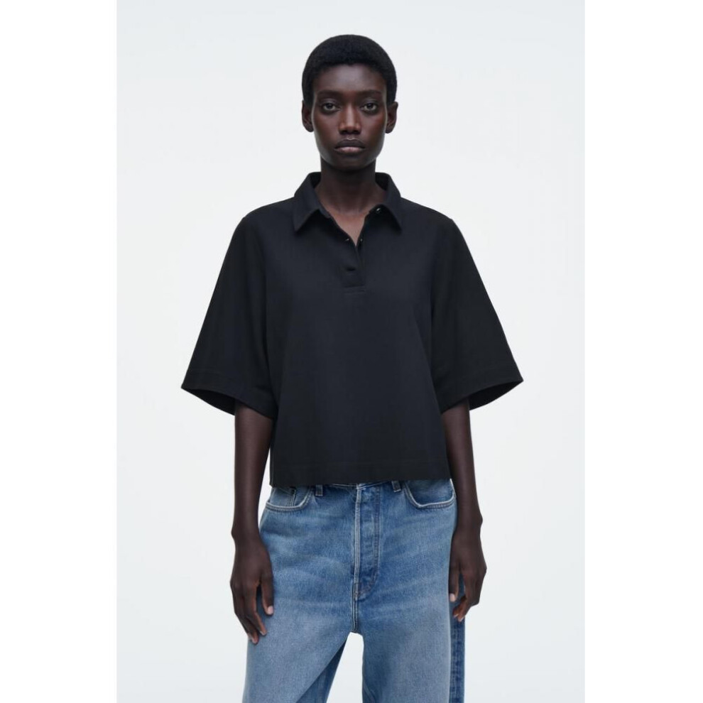 (navy/S) Cos Japan Boxy Fit Polo Shirt
