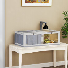 PawHut Wooden Tortoise House with Lamp Holder, Clear Windows
