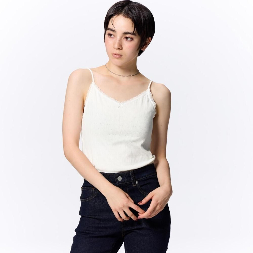 (09 BLACK/XXL) Gu By Uniqlo Cotton Blend Ribbed Camisole  Dry