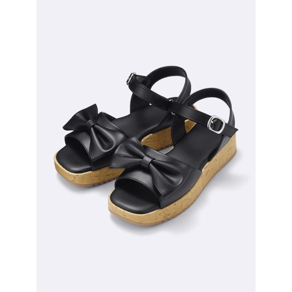 (09 BLACK/20.0cm) Gu By Uniqlo Girls Ribbon Sandals+e