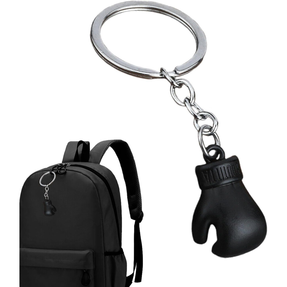 (Black) Gloves Keychain - Small Keychain Boxing Glove Pendant - Sport Fighting Key Ring, Funny Bag Pendant, Creative Fitness Jewelry for Boxing Leader Teacher