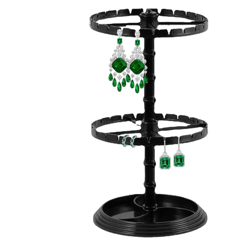 Jewelry Holder Organizer | 360 Rotating Necklace Holder Stand,Portable Jewelry Tower Display Desk Organizer for Necklaces, Rings, Watches
