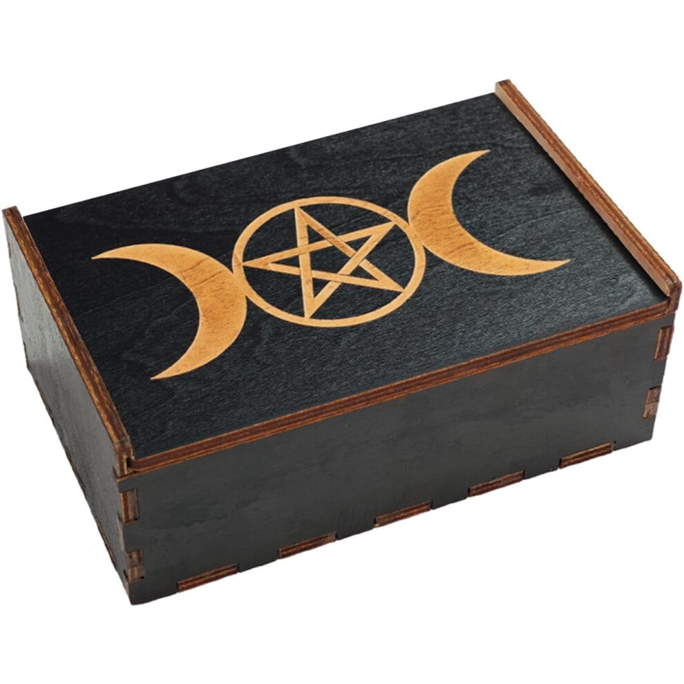 (2) Wooden Tarot Card Box | Tarot Card Storage & Case,Vintage Trinket Box Wood Jewelry Box Small Wood, Vintage Multifunctional Box for Tarot Card, Trinket