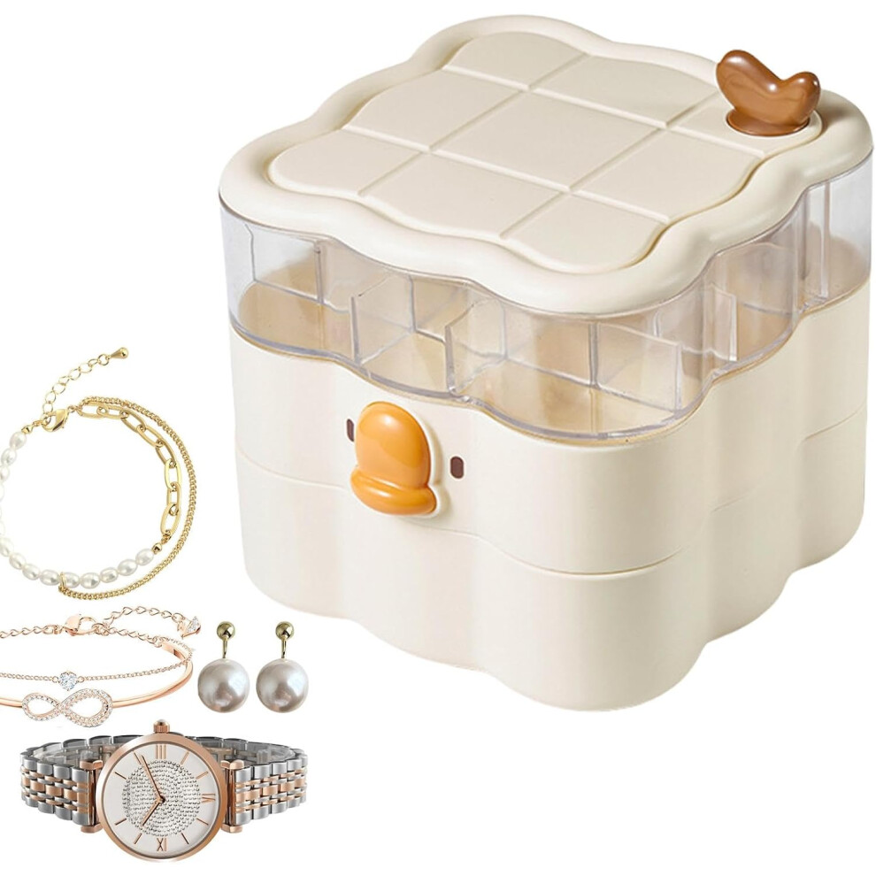 Rotating Jewelry Box - Rotating Jewelry Case Box - Three Layers Necklaces Storage Organizer With Lid for Necklaces, Bracelets