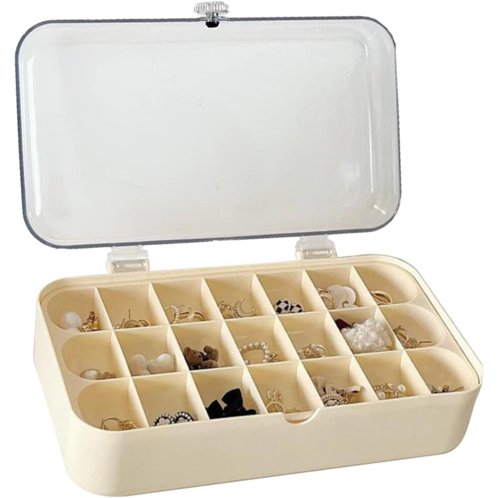 Jewelry Box Organizer | 2-layer Jewelry Display Organizer,Cream Yellow Multifunctional Storage Tray, Dustproof for Rings, Watches, Earrings