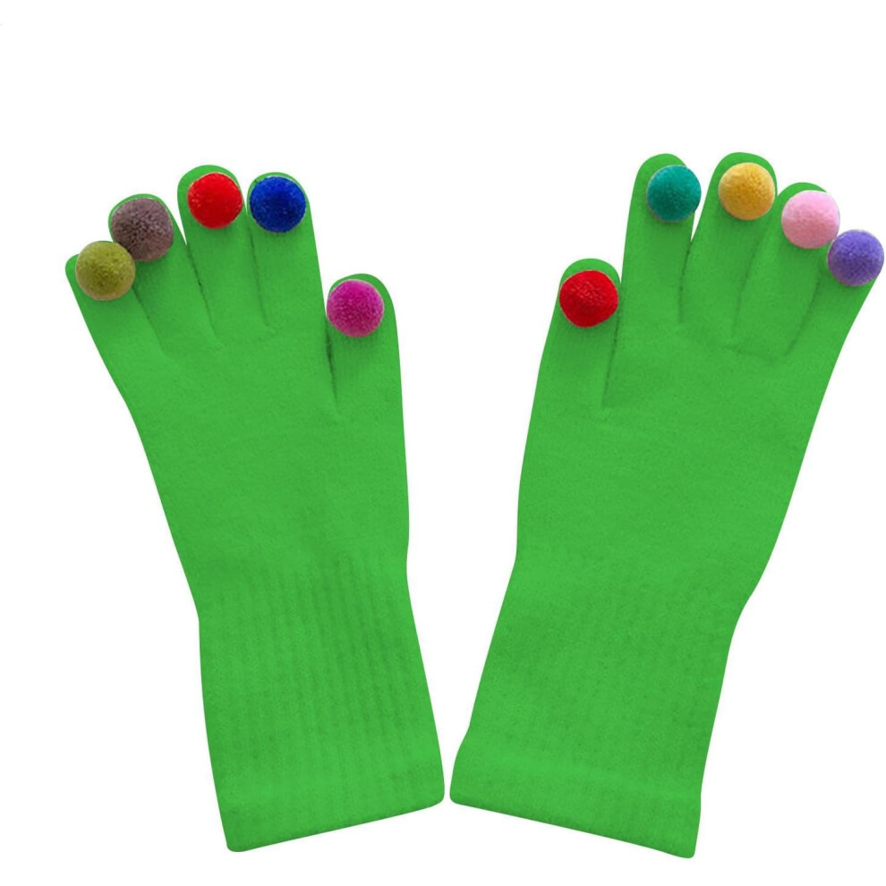 (Green) Winter Gloves For Women | Colorful Warm Winter Gloves Cold Weather Mittens,Hair Balls Women Winter Gloves Thermal Mittens For Winter Cold Weat Green