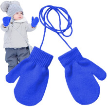 (Blue) Toddler Gloves | Full Finger Knitted Ski Gloves | Winter Warm Accessories, Soft Knitted Gloves for Indoor Outdoor