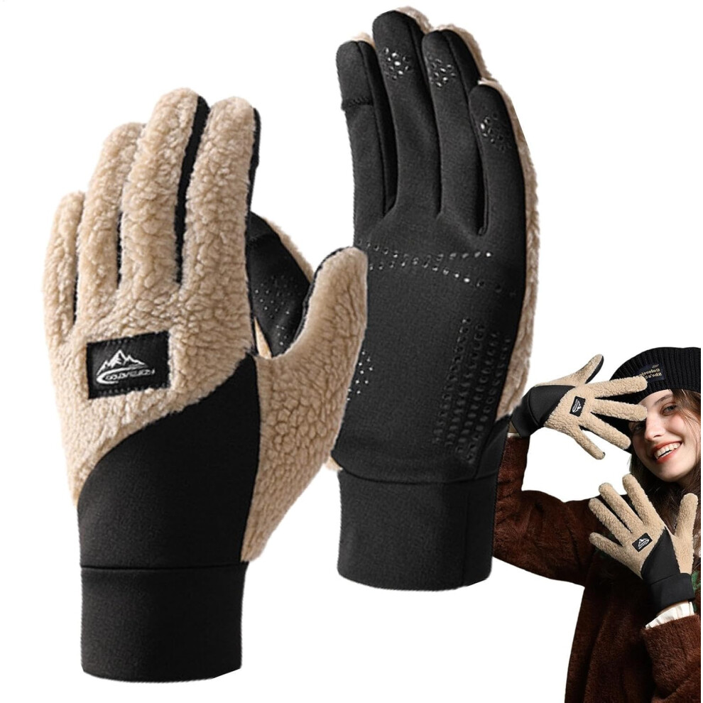 (camel) Thermal Gloves for Women,Warm Cold Weather Gloves | Waterproof Windproof Snow Ski Gloves for Cycling, Biking, Running