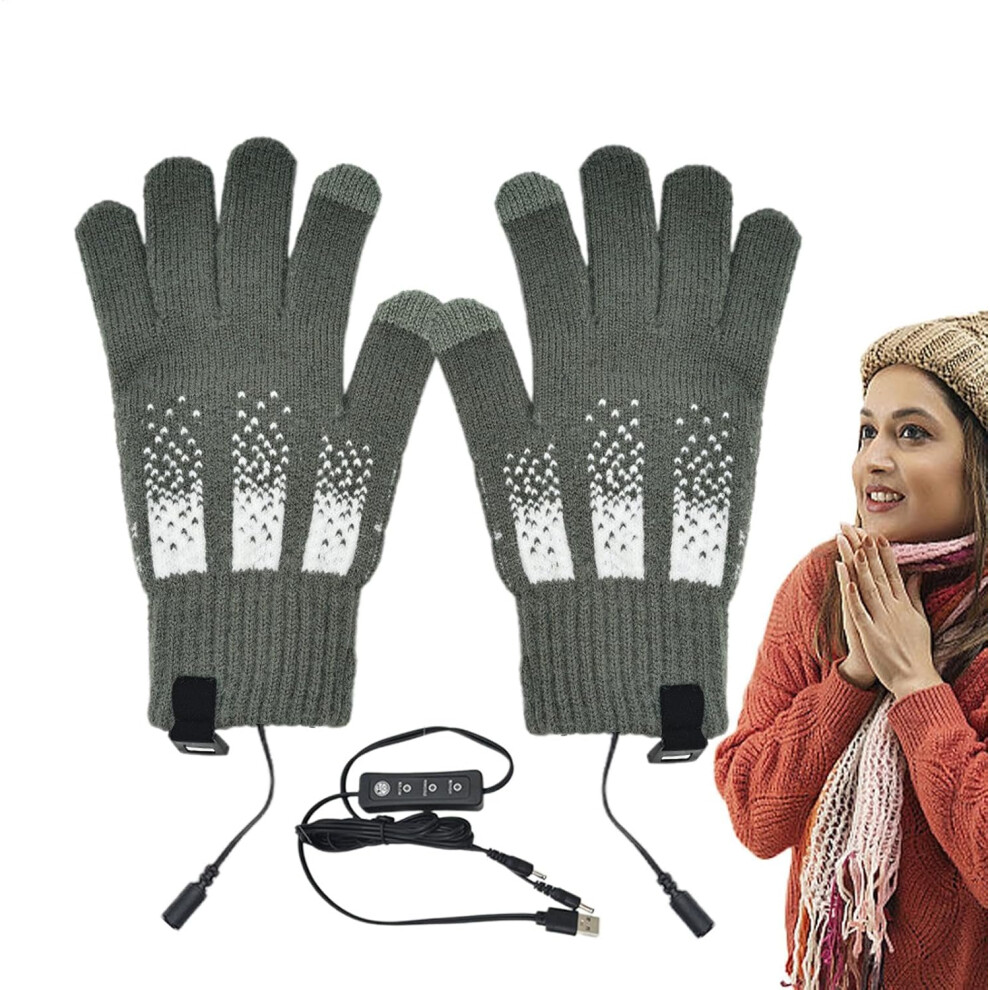 (B, Dark Gray) Heated Gloves for Women,Hiking Cycling USB Hand Warmers | 3 Levels Snowmobile Thermal Winter Gloves Removable Touchscreen Snow Ski Glov