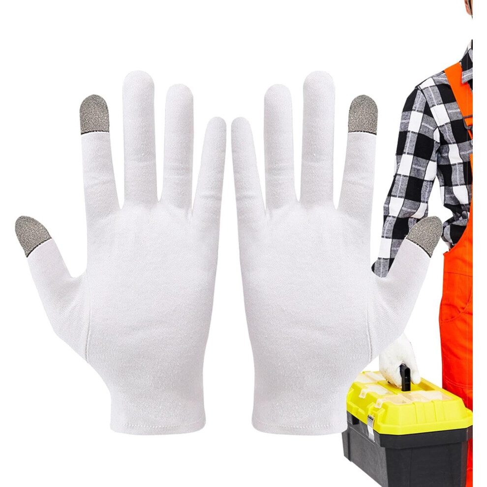 Touchscreen Cotton Gloves | Driving Gloves for Men Women | White Cotton Gloves Touchscreen Work Gloves for Serving Costume Inspection