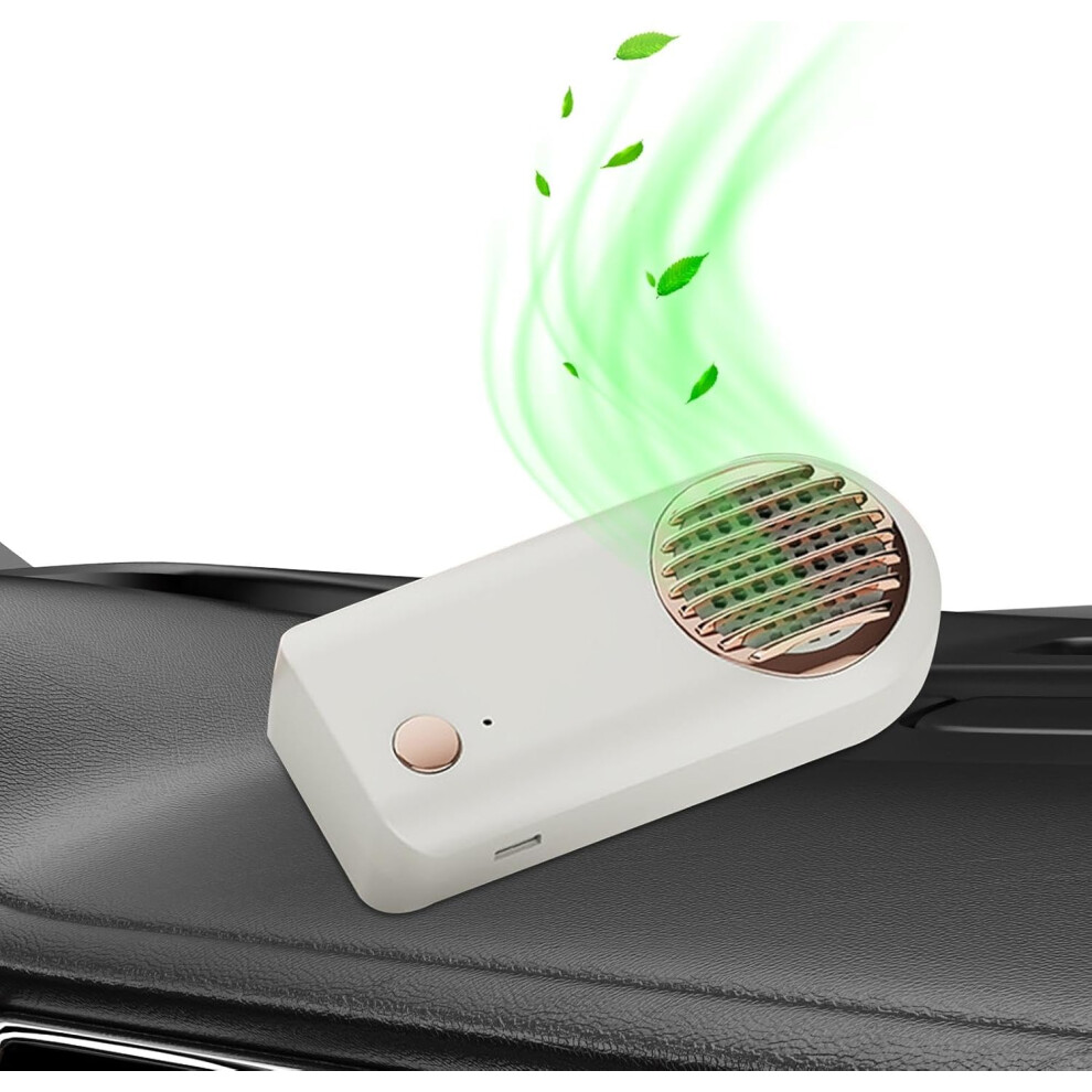 (1200mAh, White) Car Air Purifier Ionizer | Smell Odor Removal Eliminator Machine,Freshener Deodorizer Portable Cordless Battery Powered Scent Eliminators Removes
