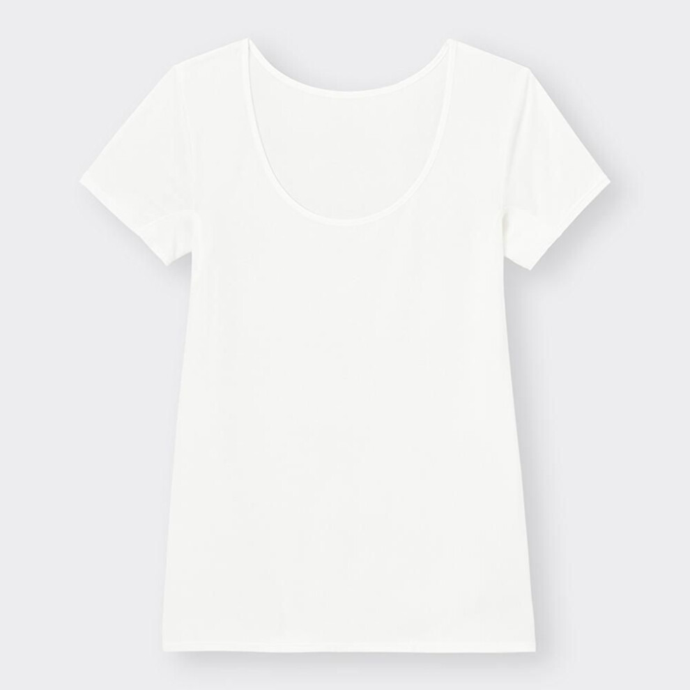 (02 LIGHT GRAY/M) Gu By Uniqlo Style Dry U Neck T  Short Sleeve   With Sweat Absorption