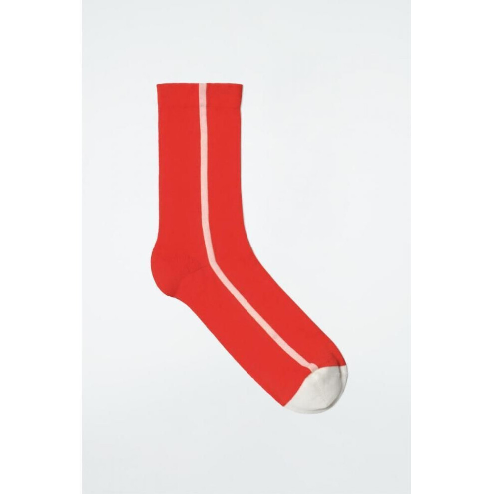 (red/white/stripe/39/41) Cos Japan Striped Cotton Socks