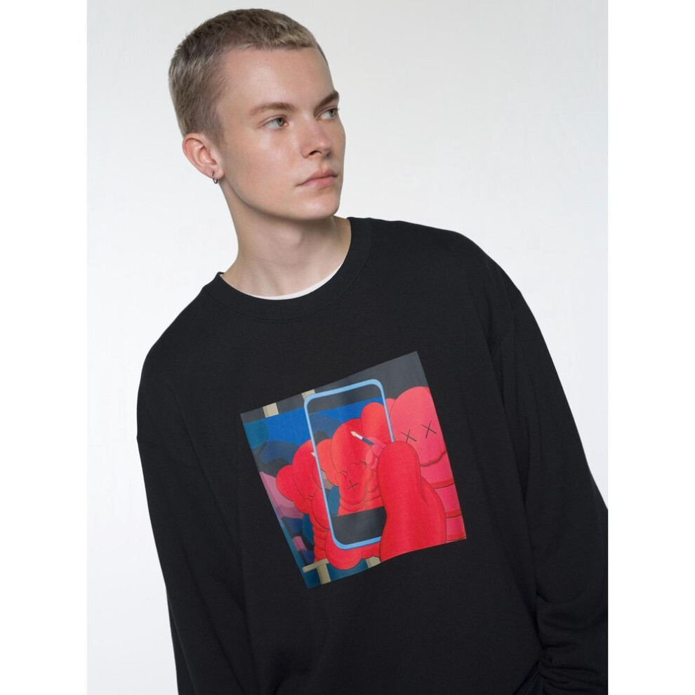 (09 BLACK/M) Uniqlo Japan Cows + Warhol Sweatshirt