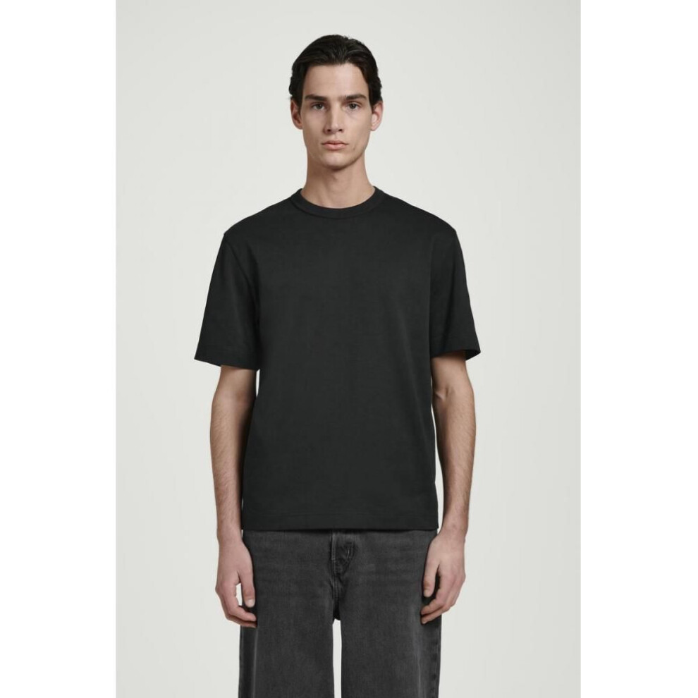 (Black/XS) Cos Japan Oversized Interlock Crew Neck T Shirt