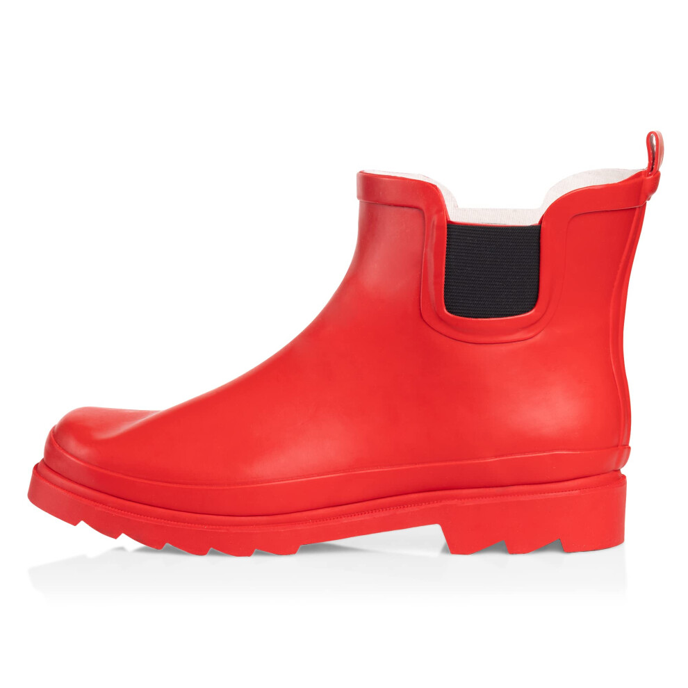 NORTY - Bottines de pluie pour femme - Bottes de jardin imperm   ables pour l'hiver et le printemps, rouge mat, pointure 8