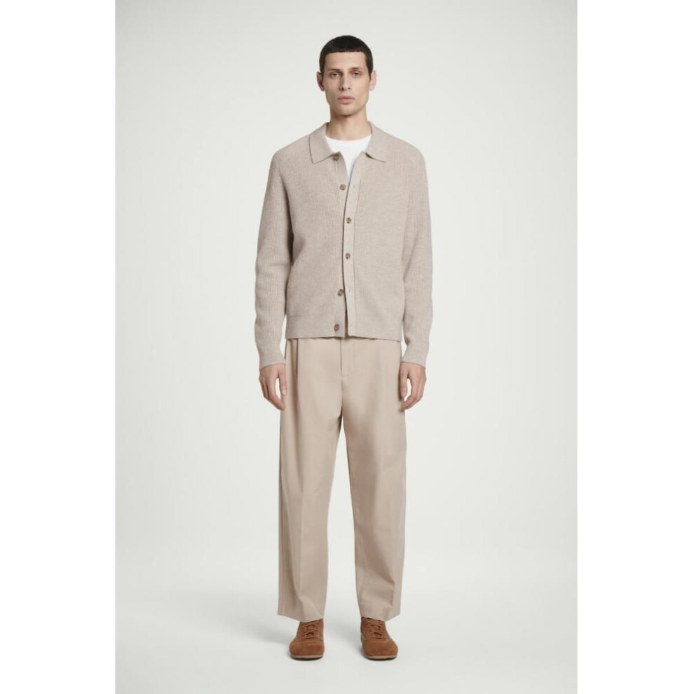 (dark beige/46) Cos Japan Pleated Cotton Tapered Pants