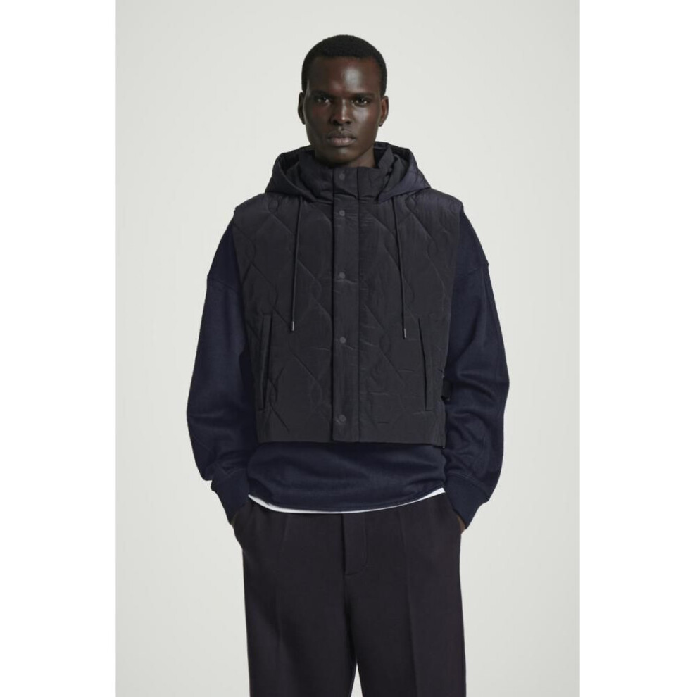 (navy/M/L) Cos Japan Quilted Hooded Hybrid Vest