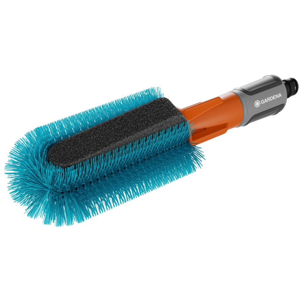 Gardena Cleansystem Bicycle Brush: Cleaning Brush for Washing Bicycles, Trailers or pushchairs, incl. Replaceable Sponge, with Water-Flow Regulation