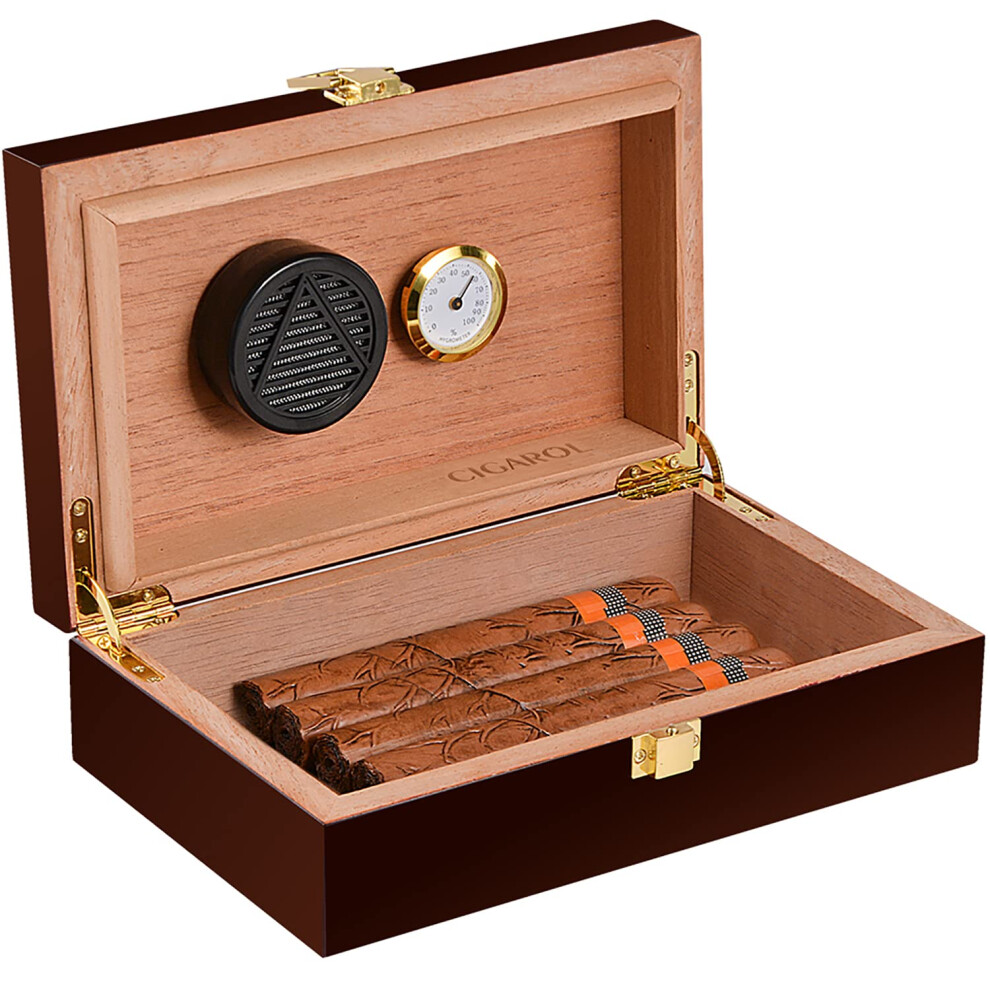 Volenx Desktop Cigar Humidor For 15-20 Cigars, Super Sealing Humidor Cigar Box Travel, Handcraft Spanish Cedar Wood Cigar Case Cigar Accessories Gift