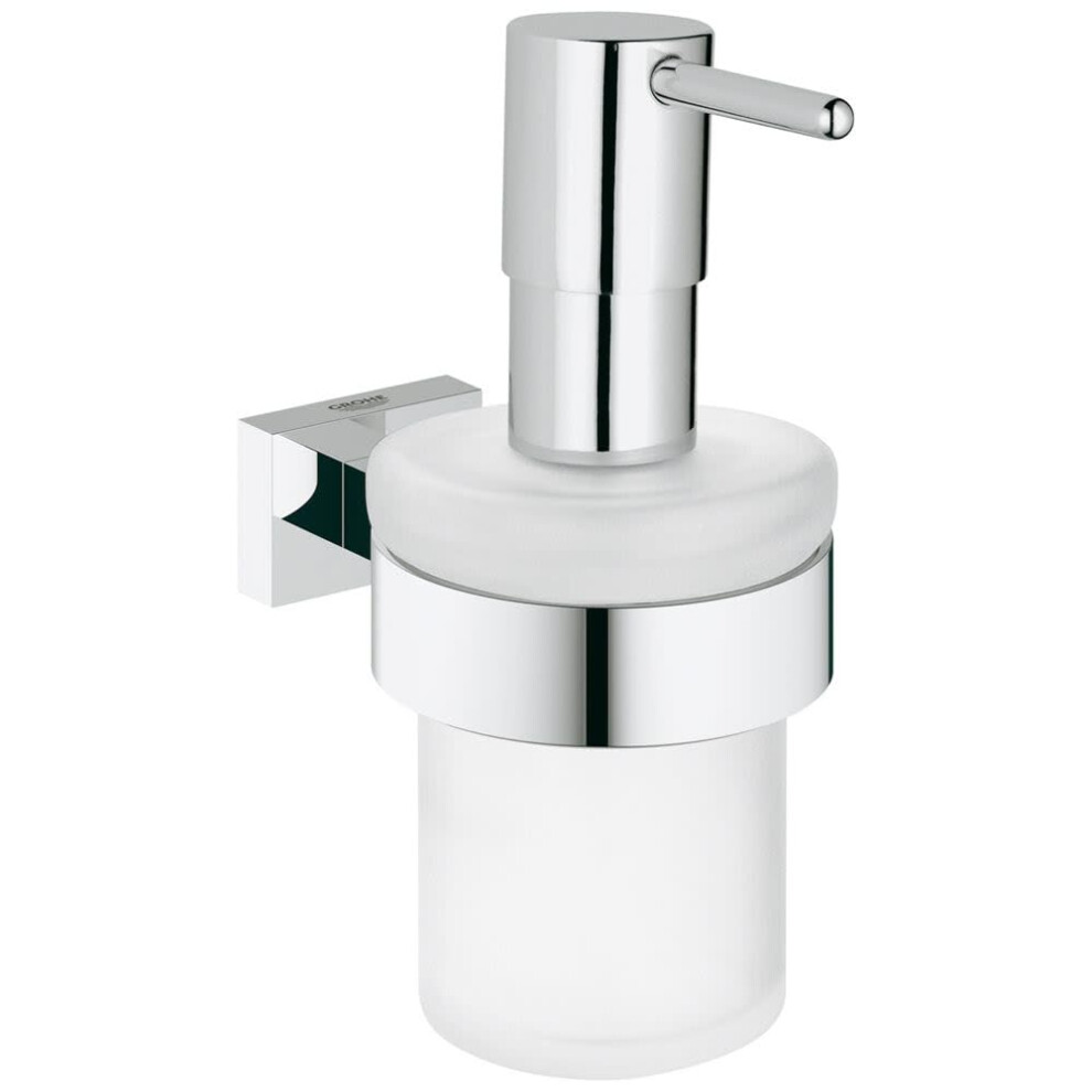 GROHE Essentials Cube Holder with Soap Dispenser, Chrome Finish, Concealed Fastening 40756001