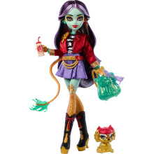 Monster High Jinafire Long Doll, Dragon with Pet Dog Cloudy ?Yun Yun? and 7 Accessories like Sketch Pad, Yogurt Drink, Backpack and More, HYV58