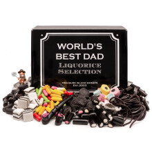 Worlds Best Dad - Retro Liquorice Hamper (Classic Black Hamper With World's Best Dad Branding & Gift Label) by Treasure Island Sweets