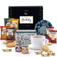Hattie's Gifts Birthday Hamper Gift Set - Luxury Afternoon Tea & Sweet Treats Selection, Includes Fudge, Shortbread & Jams - Gourmet Gift for Her,