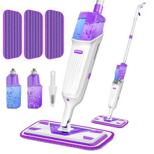 Enspoway Dottle Bottle Spray Mop - Wet Mop for Cleaning Floor Microfibre Floor Mop with 3 Reusable Mop Pads+1 Scraper, Dry Dust Mop Flat Mop for